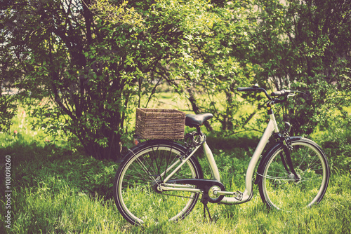 bicycle with a wicker basket