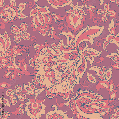 ethnic flowers seamless pattern