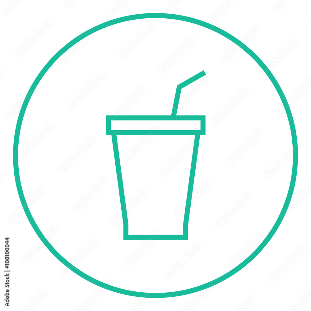 Disposable cup with drinking straw line icon. Disposable cup with drinking straw line icon.