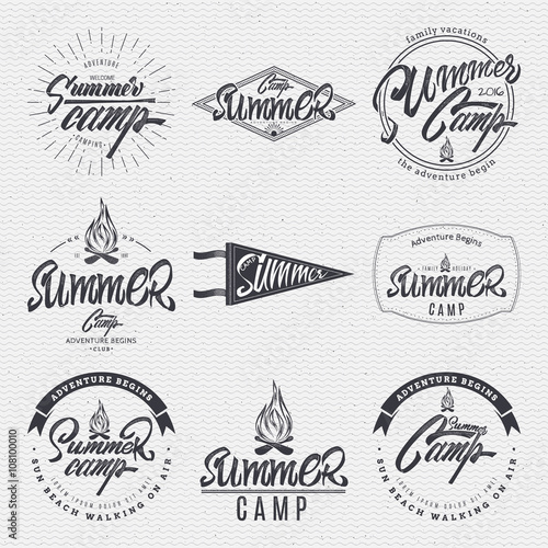 Summer Camp - badge, icon, poster, label, print, stamp, can be used in design and advertising