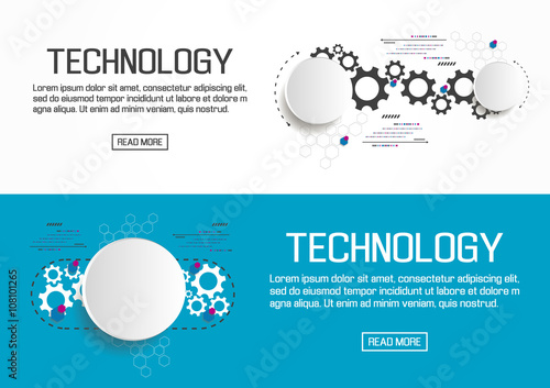 Flat designed banners for technology. vector