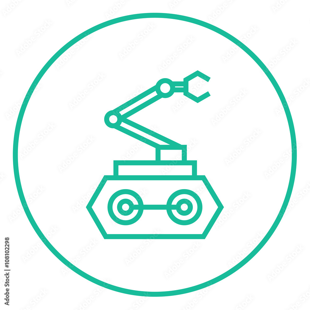 Industrial mechanical robot arm line icon. Industrial mechanical robot arm line icon.
