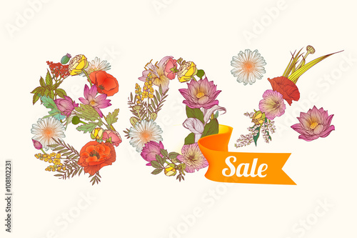 eighty (80) percents sale. Floral digits
