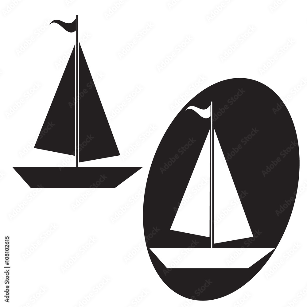 monochrome icon with sailboat monochrome icon with sailboat