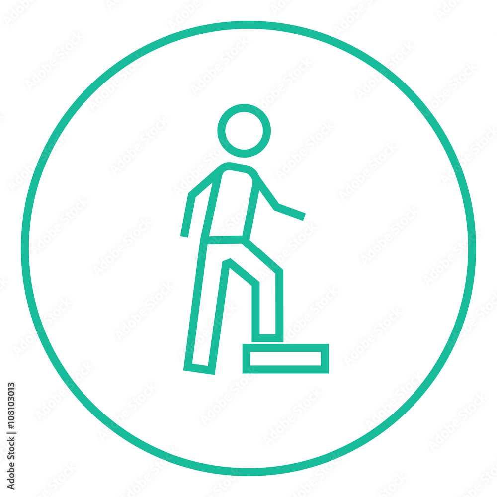 Man doing step exercise line icon. Man doing step exercise line icon.