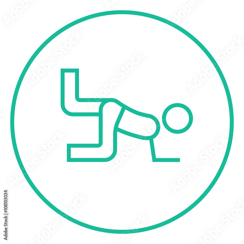 Man exercising buttocks line icon.