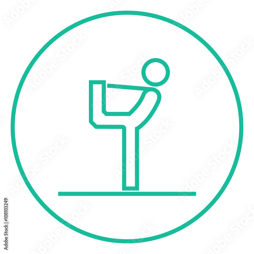 Man practicing yoga line icon.