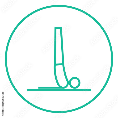 Man practicing yoga line icon.