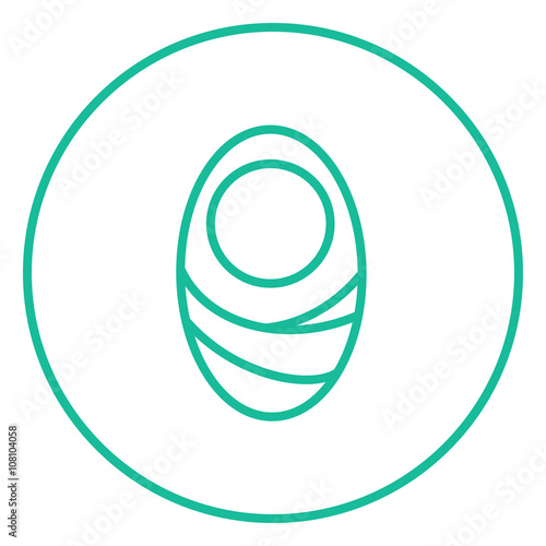 Infant wrapped in swaddling clothes line icon.