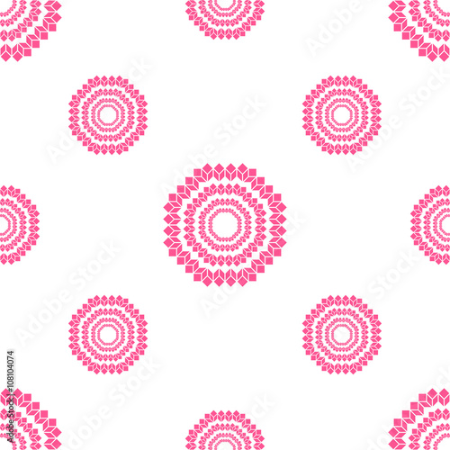 geometric pink flower wallpaper pattern isolated on white background. Vector