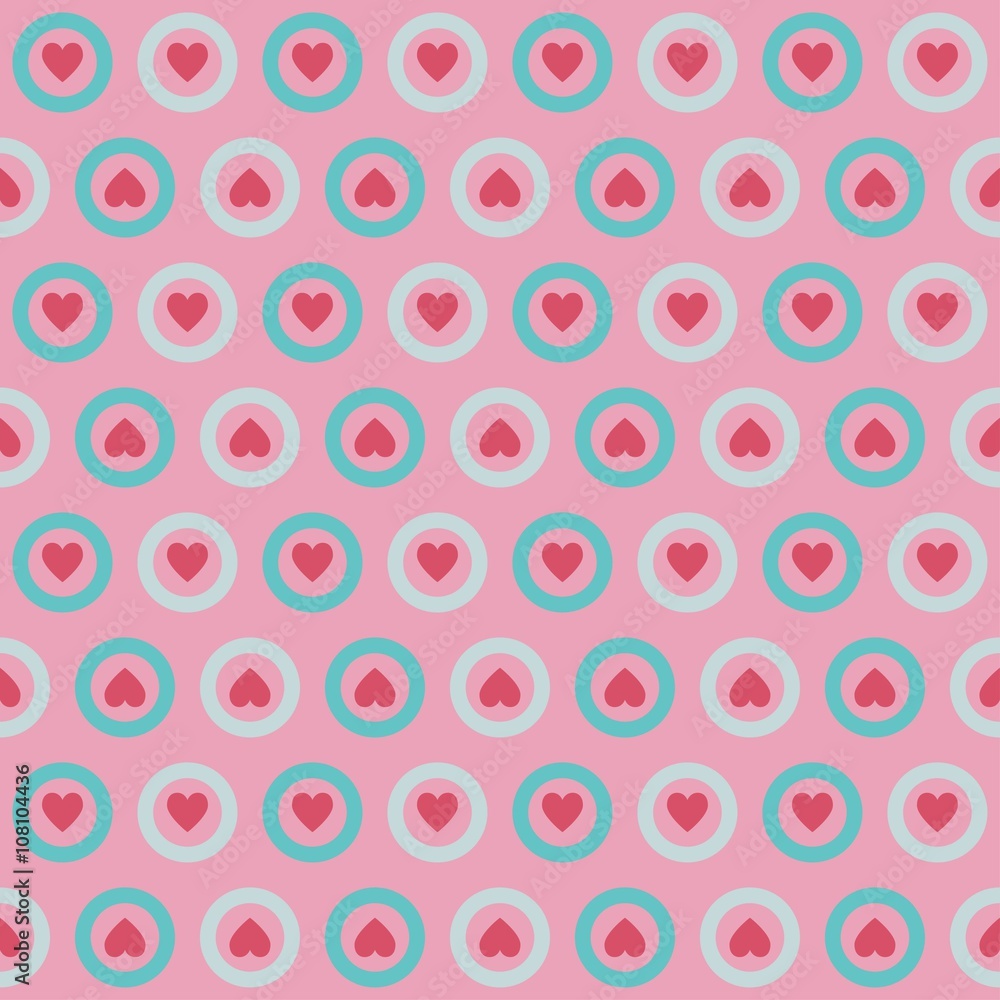 Heart in a circle. Seamless vector pattern