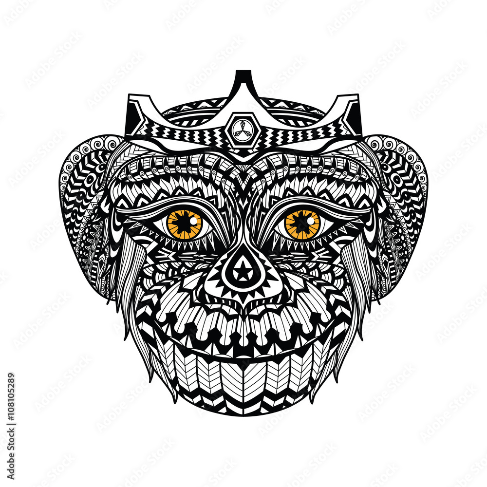 Fototapeta premium Ethnic Monkey/ african / indian / totem for shirt design,logo and icon