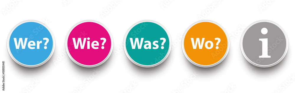Question Circles Wer Wie Was Wo - obrazy, fototapety, plakaty 