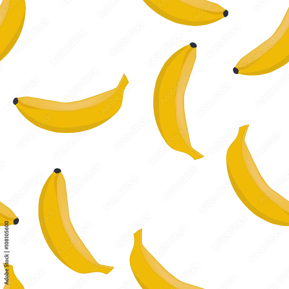 Seamless pattern background ripe bananas.