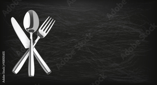 Long Blackboard Knife Fork Spoon Emblem