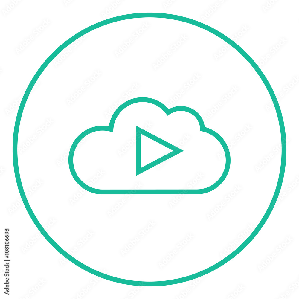 Cloud with play button line icon Cloud with play button line icon