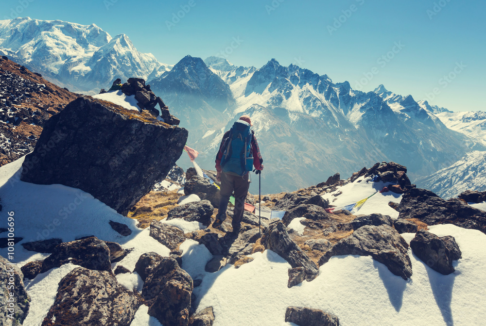 Hike in Himalayas Stock Photo | Adobe Stock