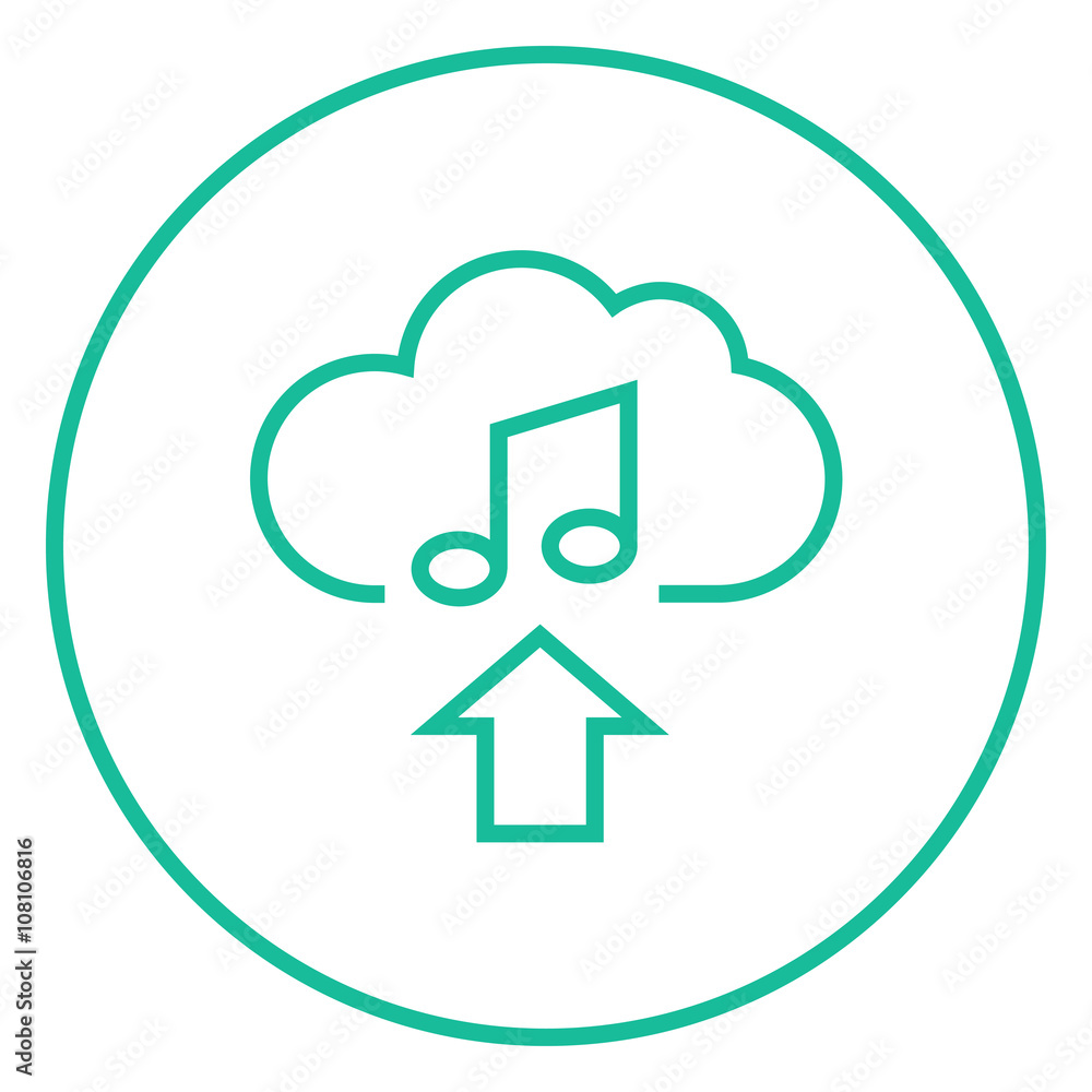 Upload music line icon.