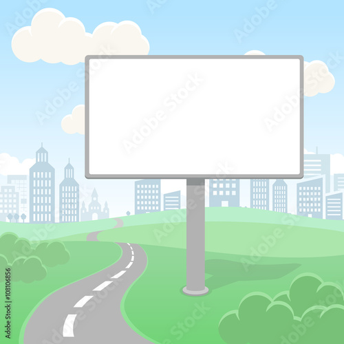 Blank empty vector billboard screen and urban landscape for advertisement and design