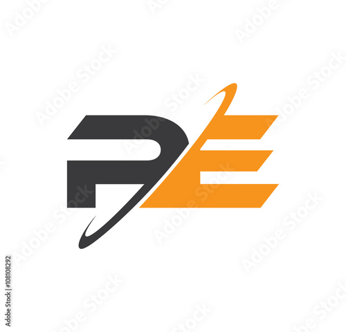 PE initial logo with double swoosh
