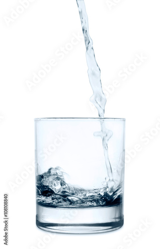 pouring water in a glass