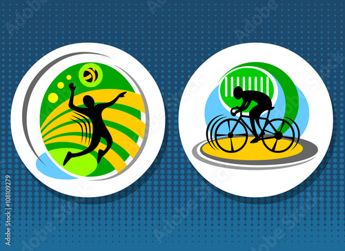 Sport infographic concept design vector volleyball and cycling