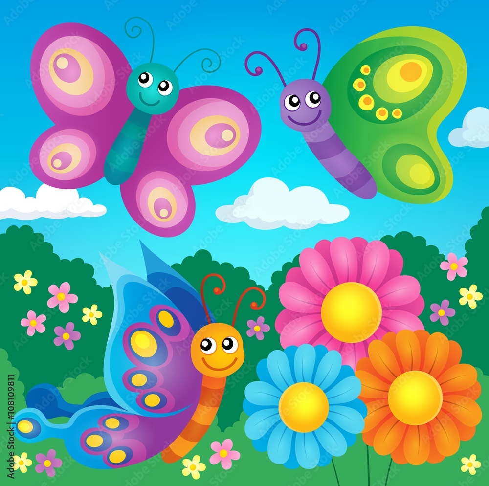Fototapeta premium Happy butterflies theme image 4