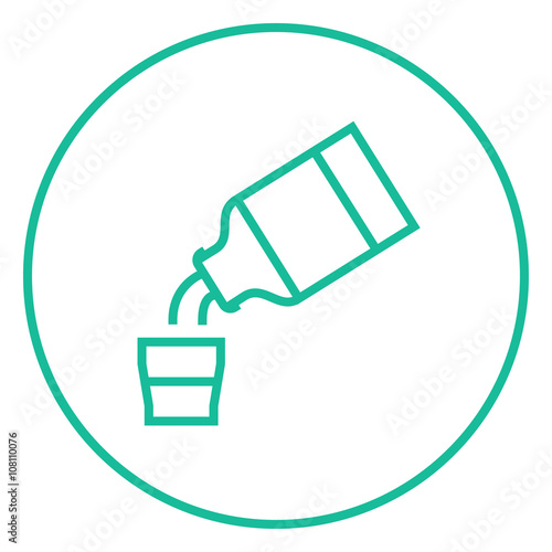Medicine and measuring cup line icon.