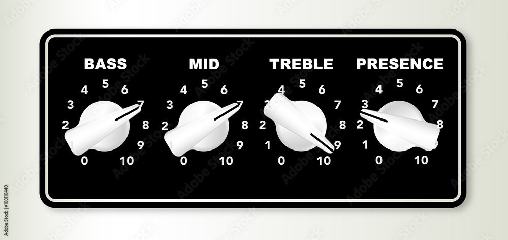 Naklejka premium Guitar Ampifier Chicken Head Tone Knobs