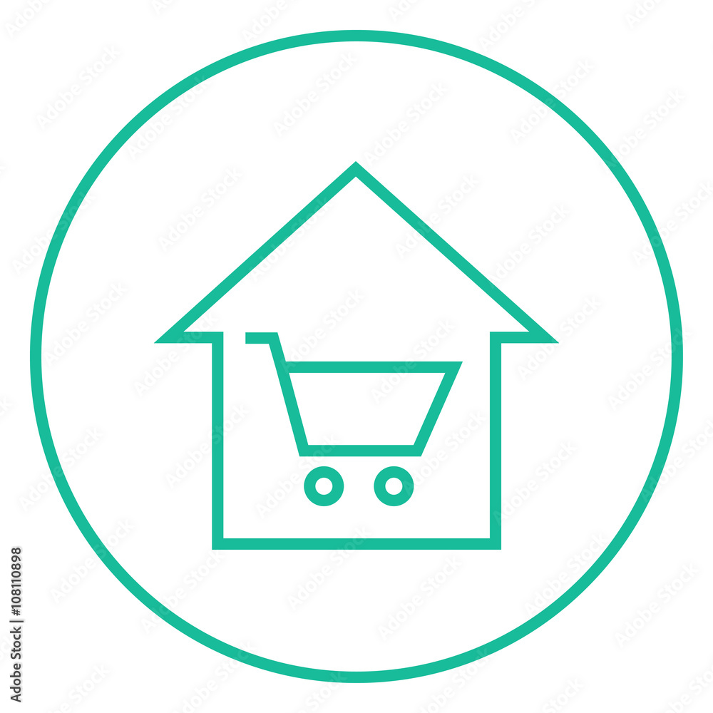 House shopping line icon. House shopping line icon.
