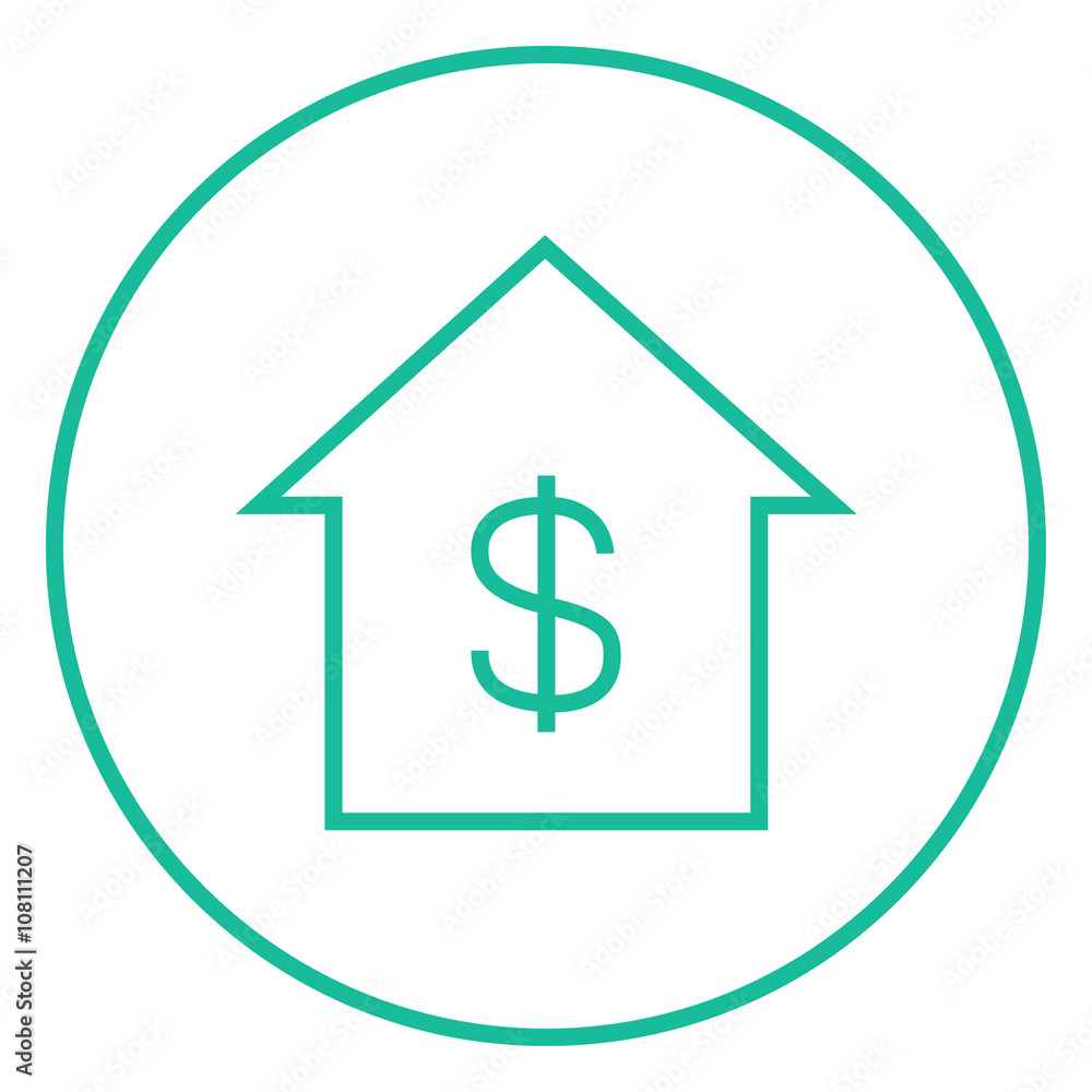 House with dollar symbol line icon. House with dollar symbol line icon.