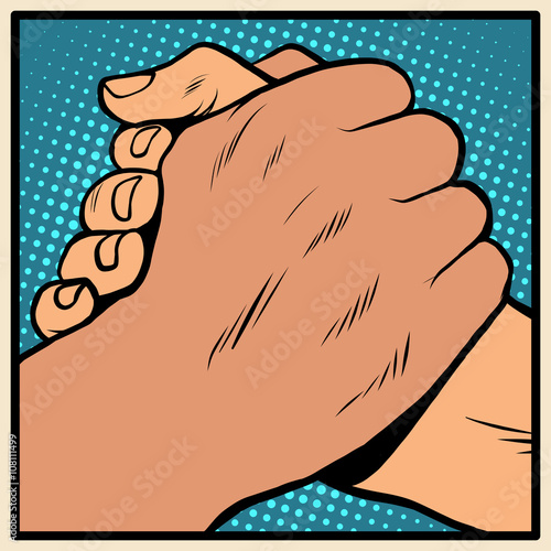 White black solidarity handshake stop racism