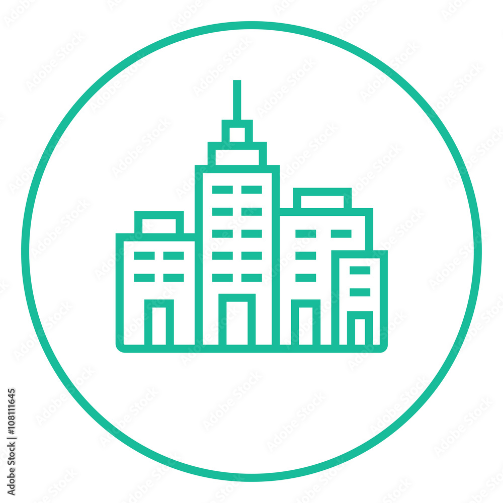 Residential buildings line icon.