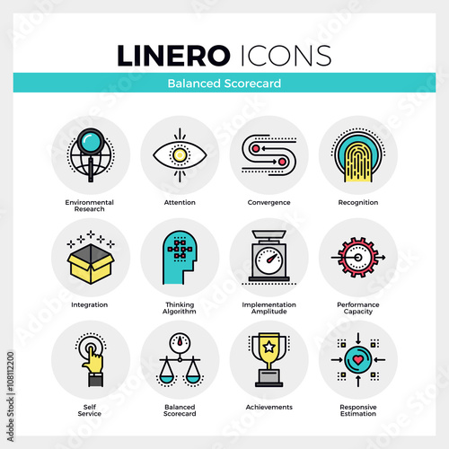 Balanced Scorecard Linero Icons Set