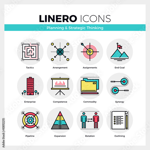 Strategic Thinking Linero Icons Set