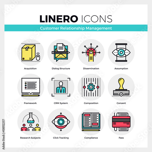 Customer Relationship Management Linero Icons Set