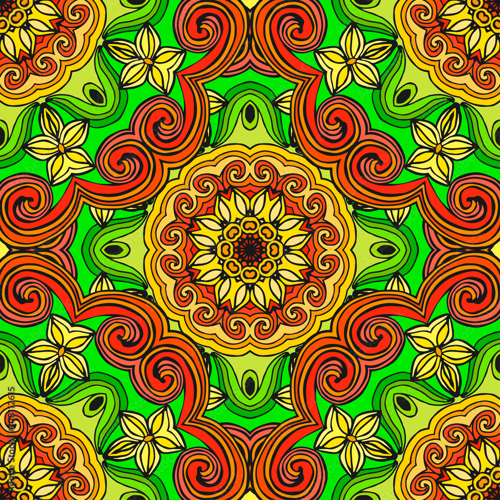 Seamless pattern with Mandalas. Vector ornaments, background