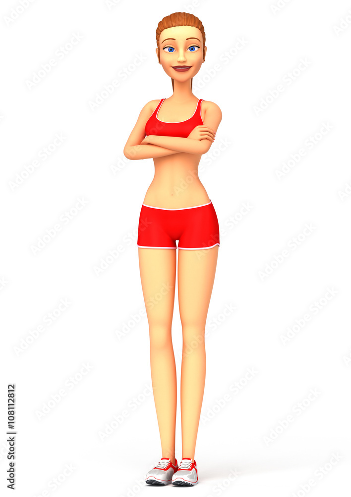 3d rendering illustration. Girl athlete isolated on white backgr 3d rendering illustration. Girl athlete isolated on white backgr
