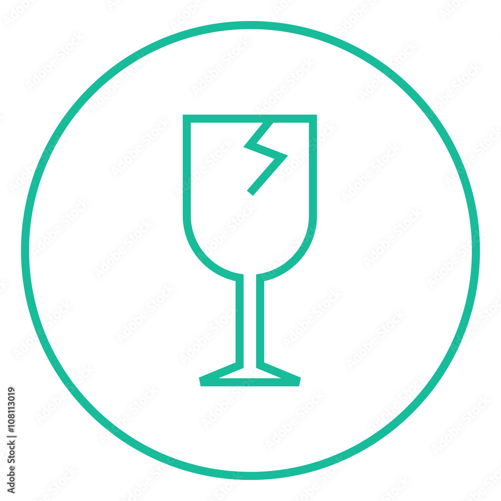 Cracked glass line icon. Cracked glass line icon.