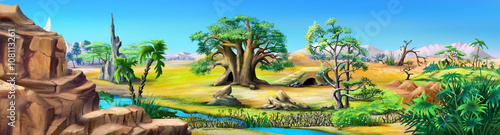 Beautiful Natural Landscape in Africa. Day.