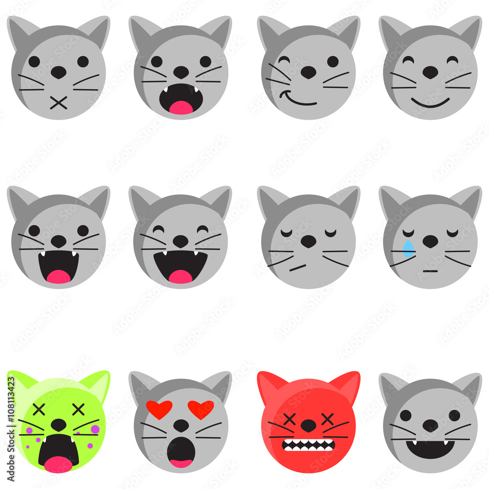 Cat emotion icon set illustration Stock Vector Images - Alamy