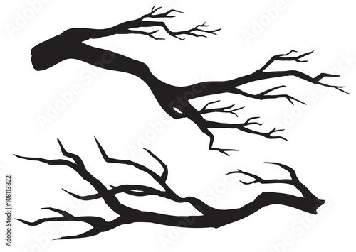 Silhouettes of bare branches. Vector illustration