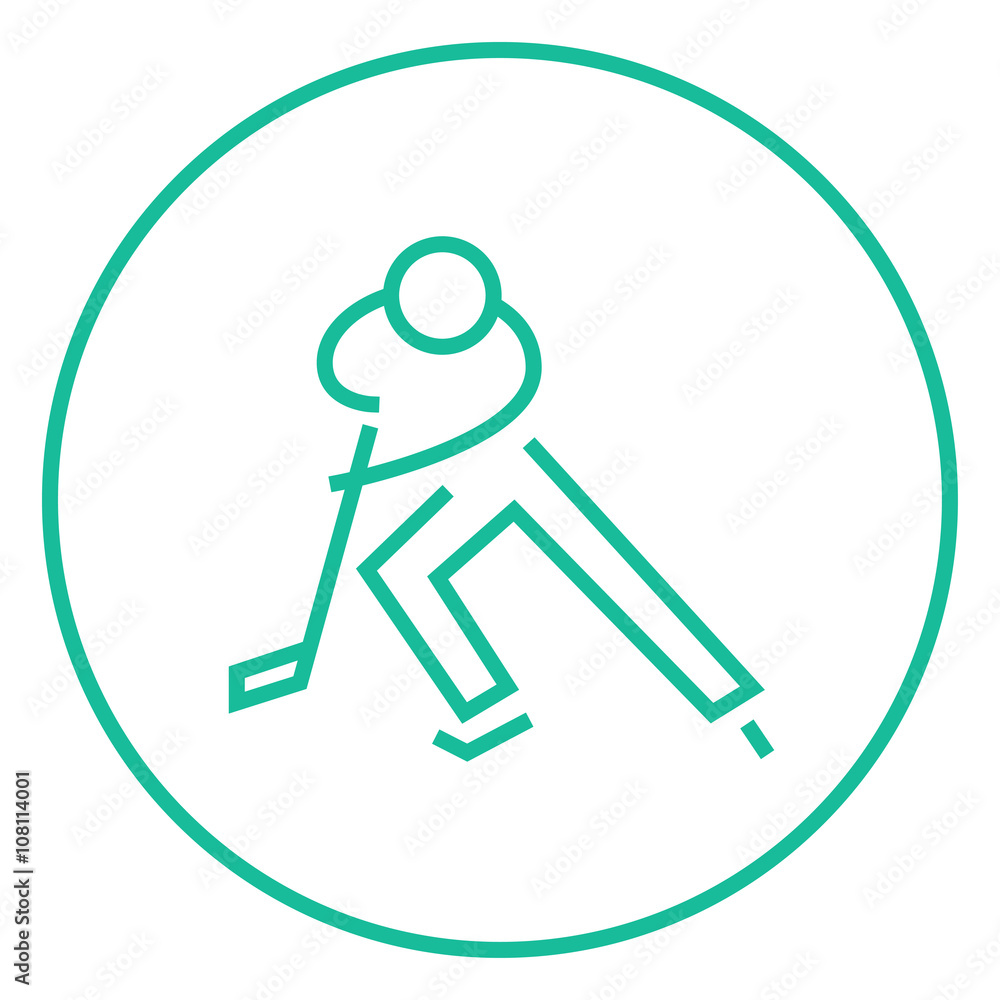 Hockey player line icon. Hockey player line icon.