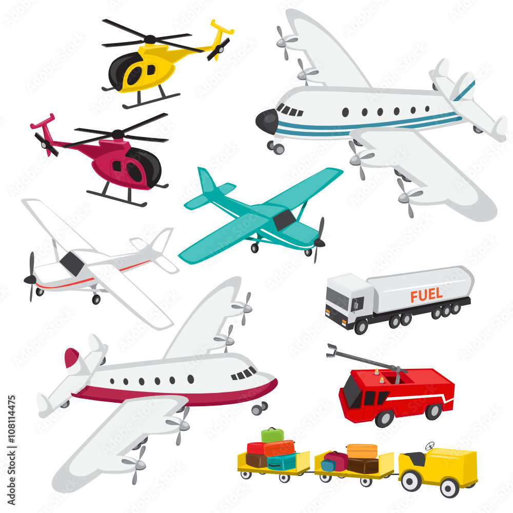 Naklejka Set of airport elements, vector illustration