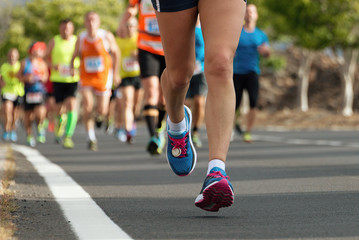 Sierkussen Joggen Marathonlopers in actie tijdens wedstrijd  © pavel1964