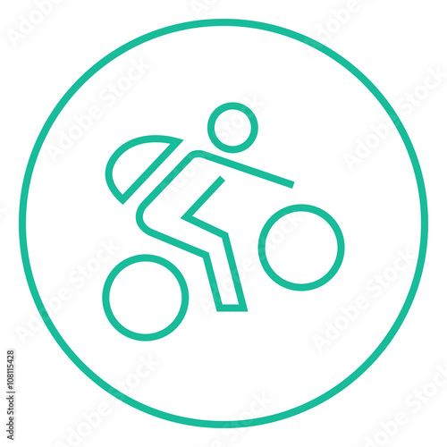 Man riding bike line icon.