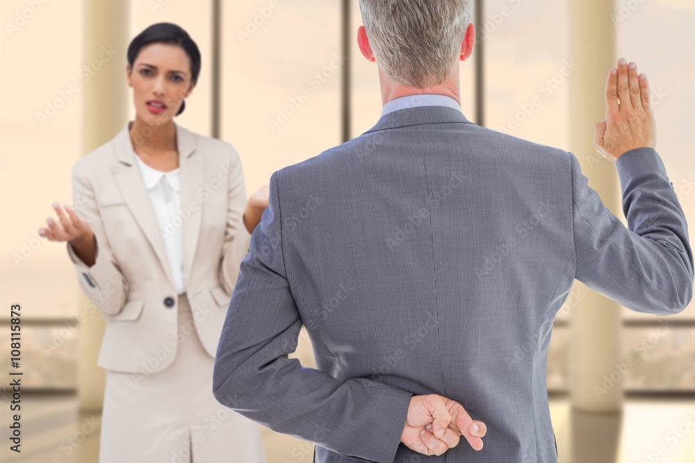 Composite image of rear view of businessman taking Composite image of rear view of businessman taking