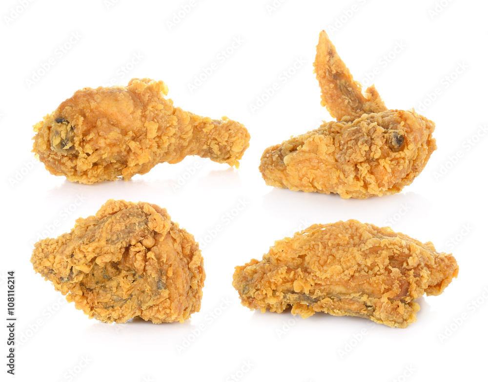 Fried chicken isolated on the white background. Fried chicken isolated on the white background.
