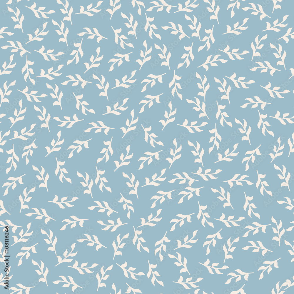 seamless pattern with white leaves on faded blue seamless pattern with white leaves on faded blue