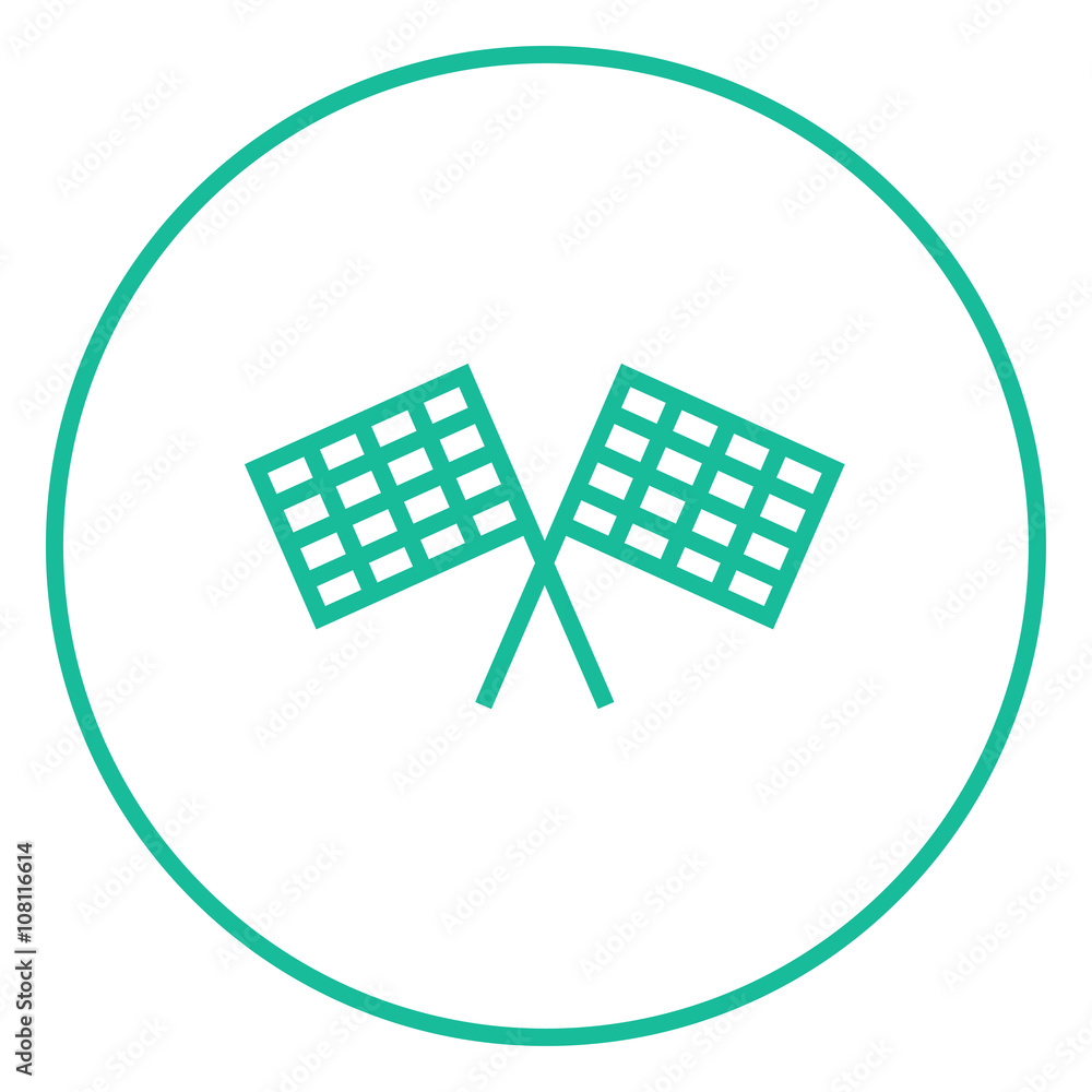Two checkered flags line icon. Two checkered flags line icon.